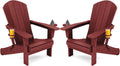 2 Pack HDPE Adirondack Chairs Dark Red