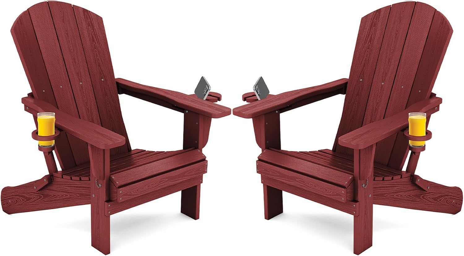 2 Pack HDPE Adirondack Chairs Dark Red