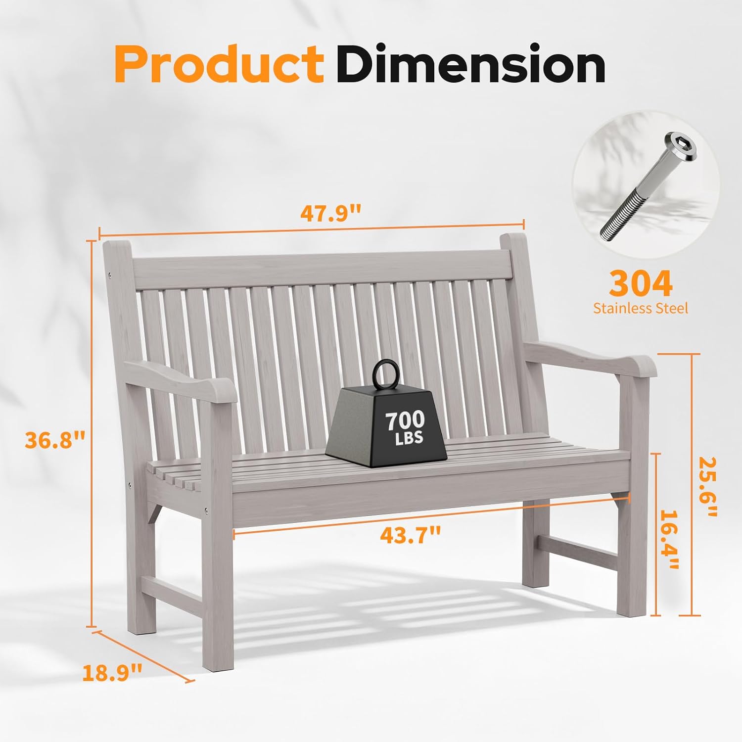 2-Seater Poly Lumber Weatherproof Bench