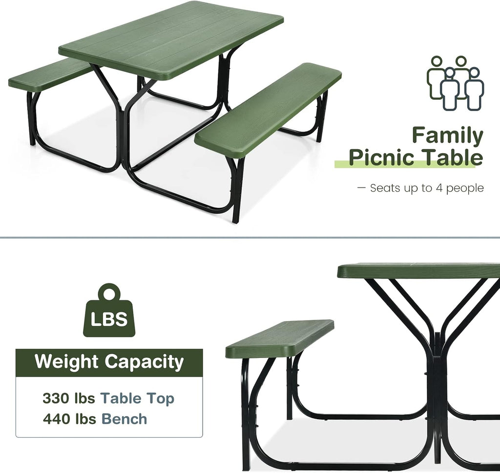 59" Outdoor Picnic Table Bench Set
