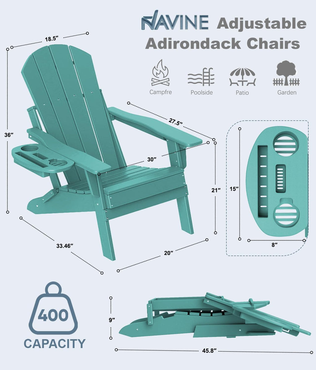 4 Pack Adjustable HDPE Adirondack Chairs