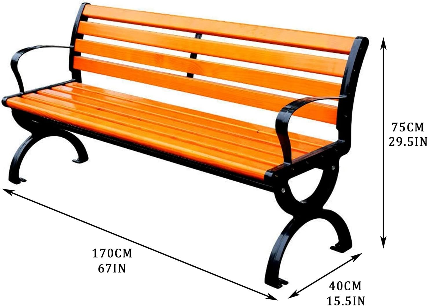67" Cast Aluminum Wood Outdoor Garden Bench