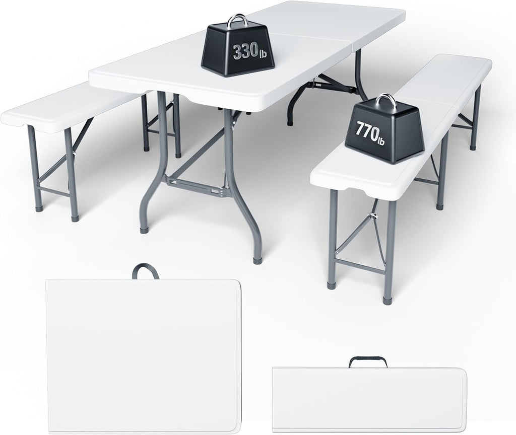 6FT HDPE Folding Picnic Table Set