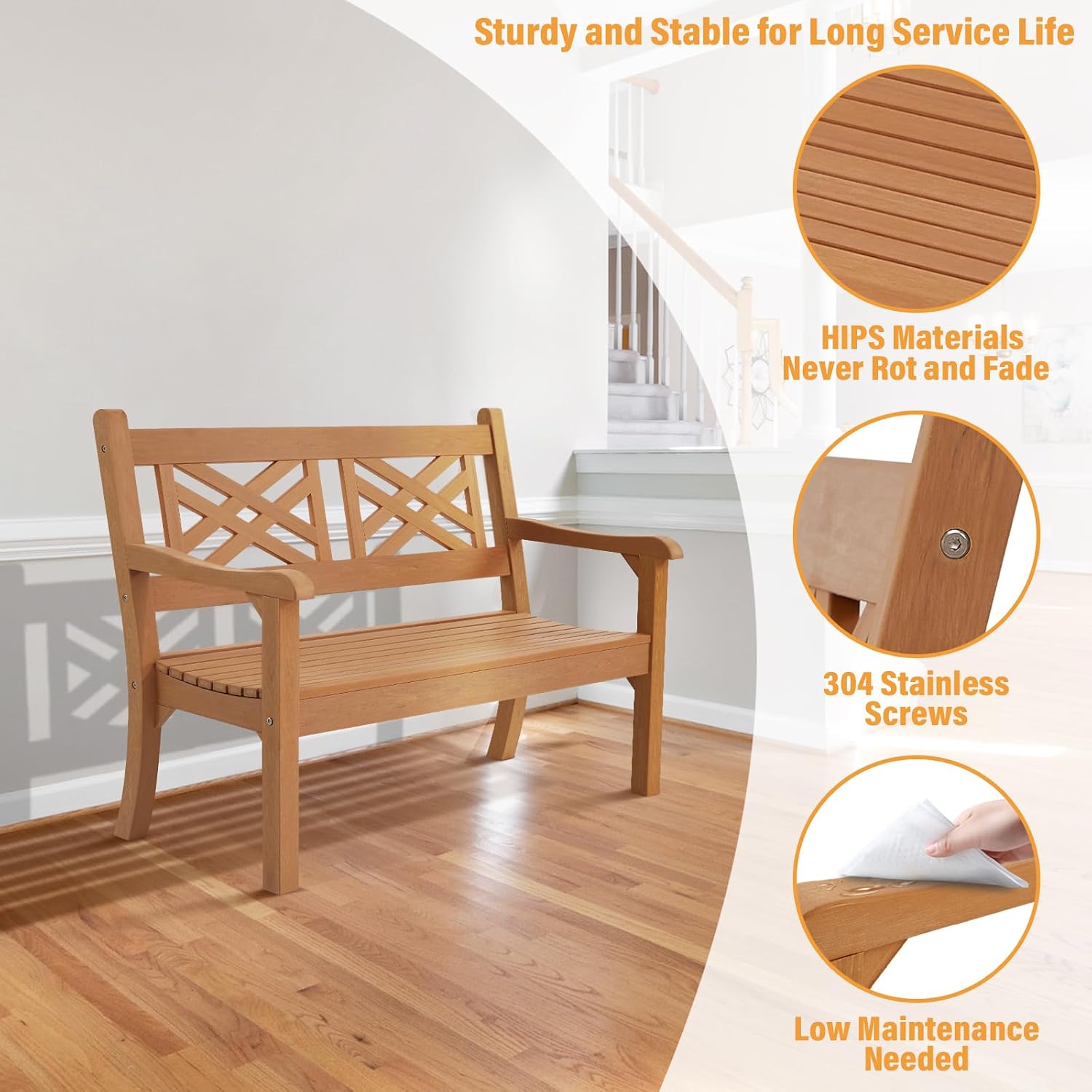 49" 2-Seater Poly Lumber Garden Bench
