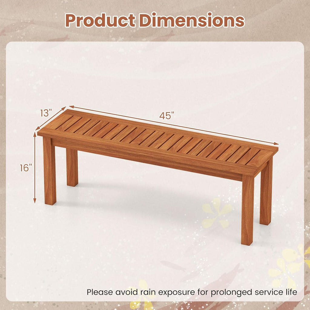 Backless 2-Seater Wooden Garden Bench