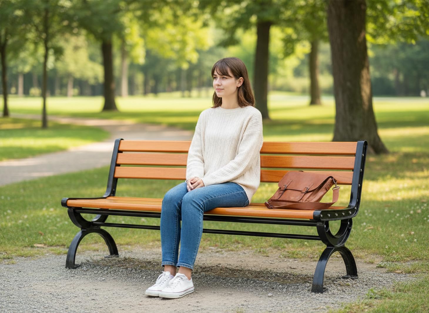 67" Cast Aluminum Wood Outdoor Garden Bench