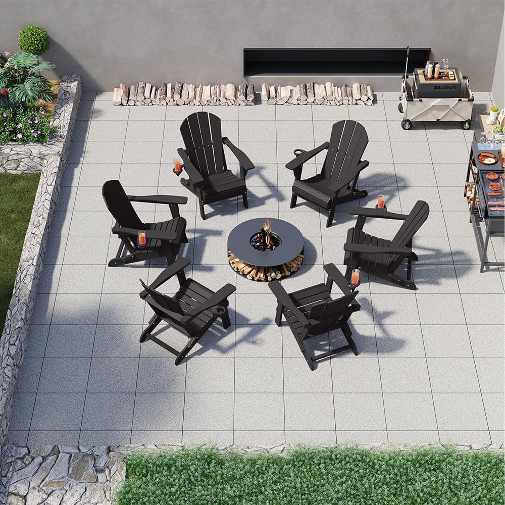 Folding Adirondack Chairs With Cup Holders Black