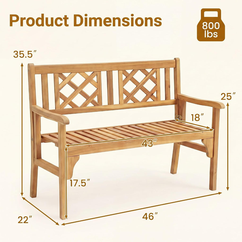 4Ft Foldable Acacia Wood Garden Bench