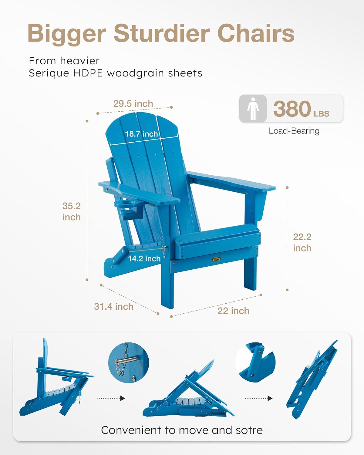 Folding Wood Texture Adirondack Chair