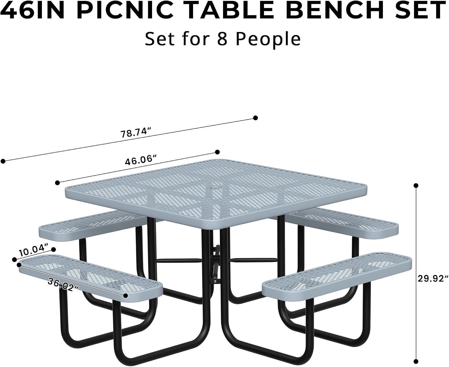 Square Commercial Outdoor Picnic Table