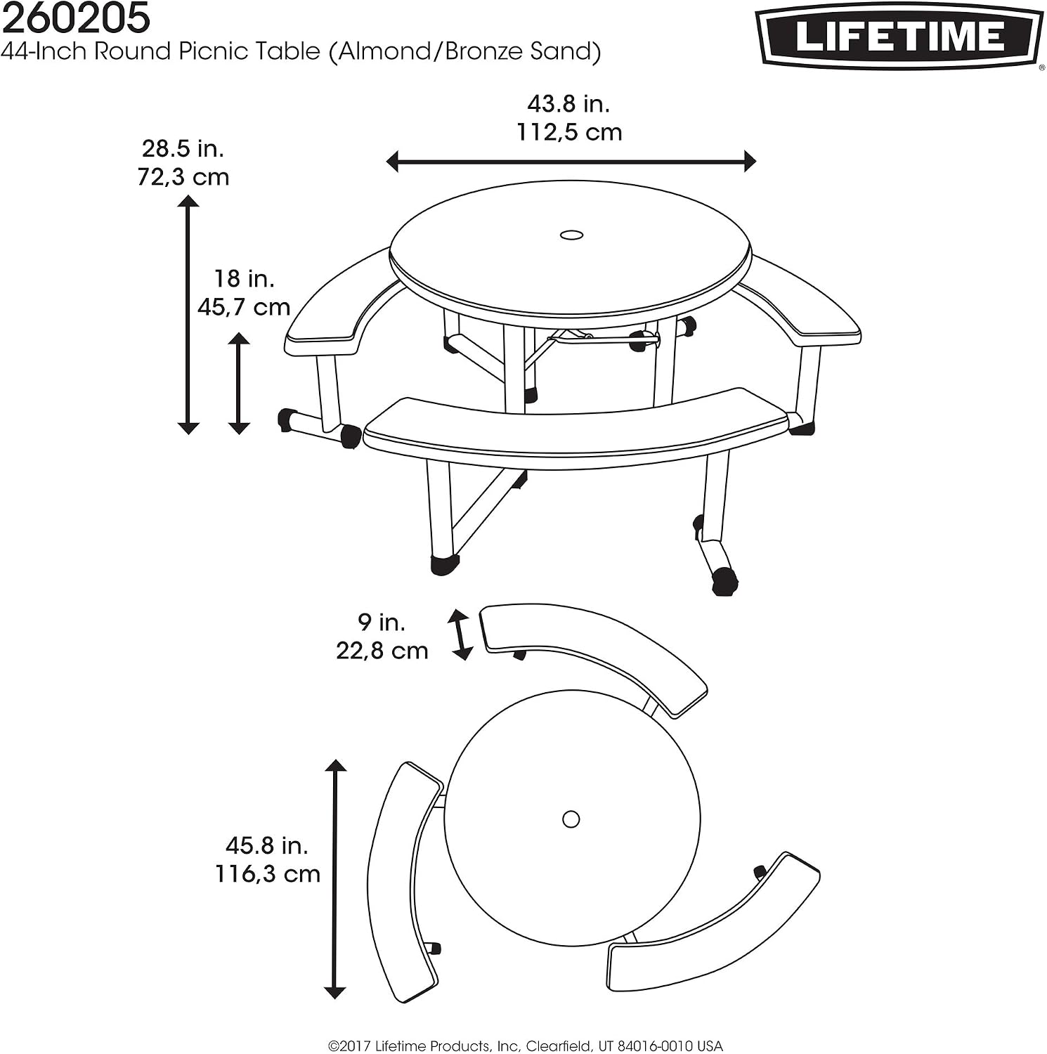 Lifetime 44" Round Picnic Table