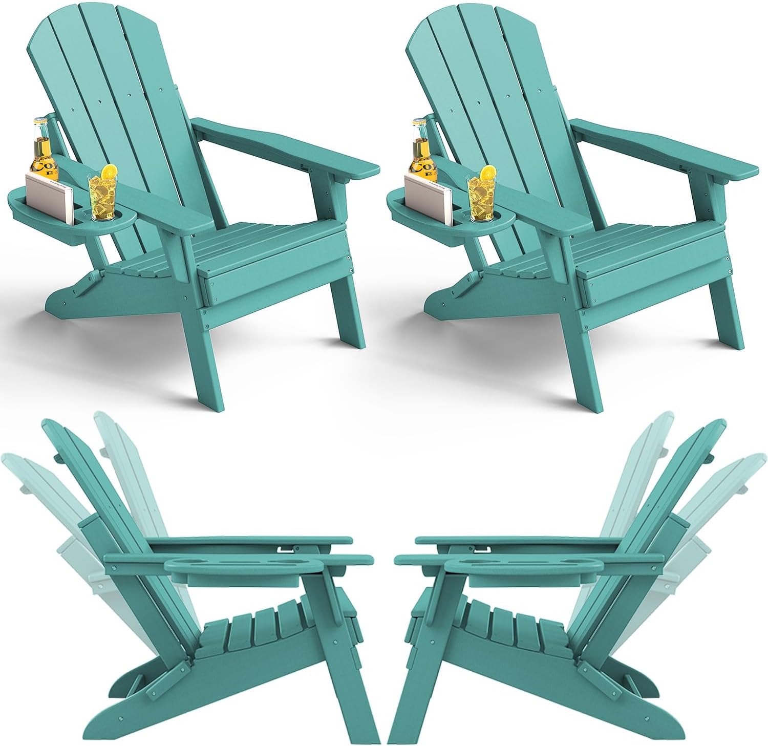 4 Pack Adjustable HDPE Adirondack Chairs