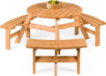 6-Person Round Wooden Picnic Table