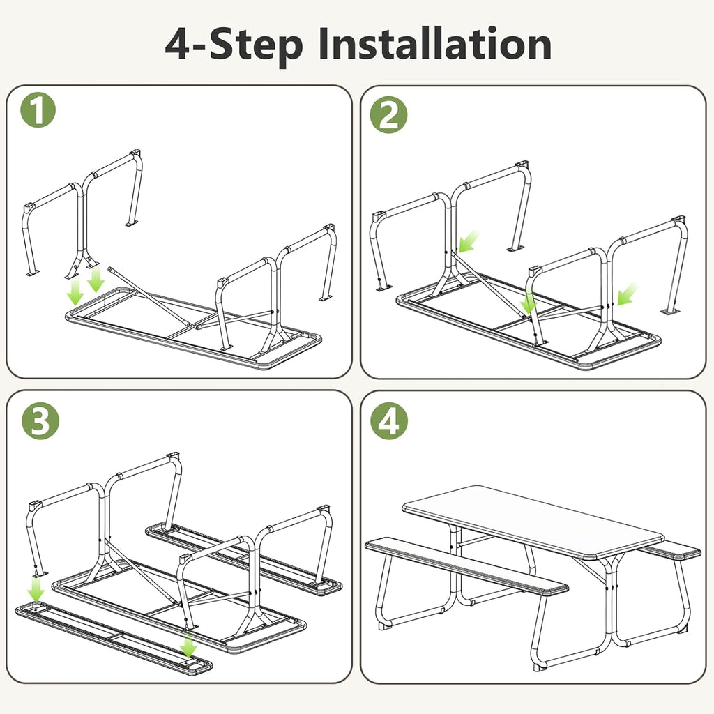 6FT Outdoor 8-Person Heavy Duty Picnic Table Set