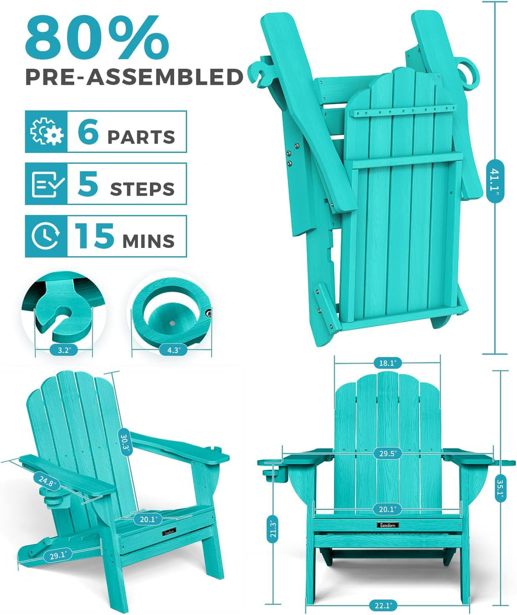 Folding Adirondack Chair With Cup Holders