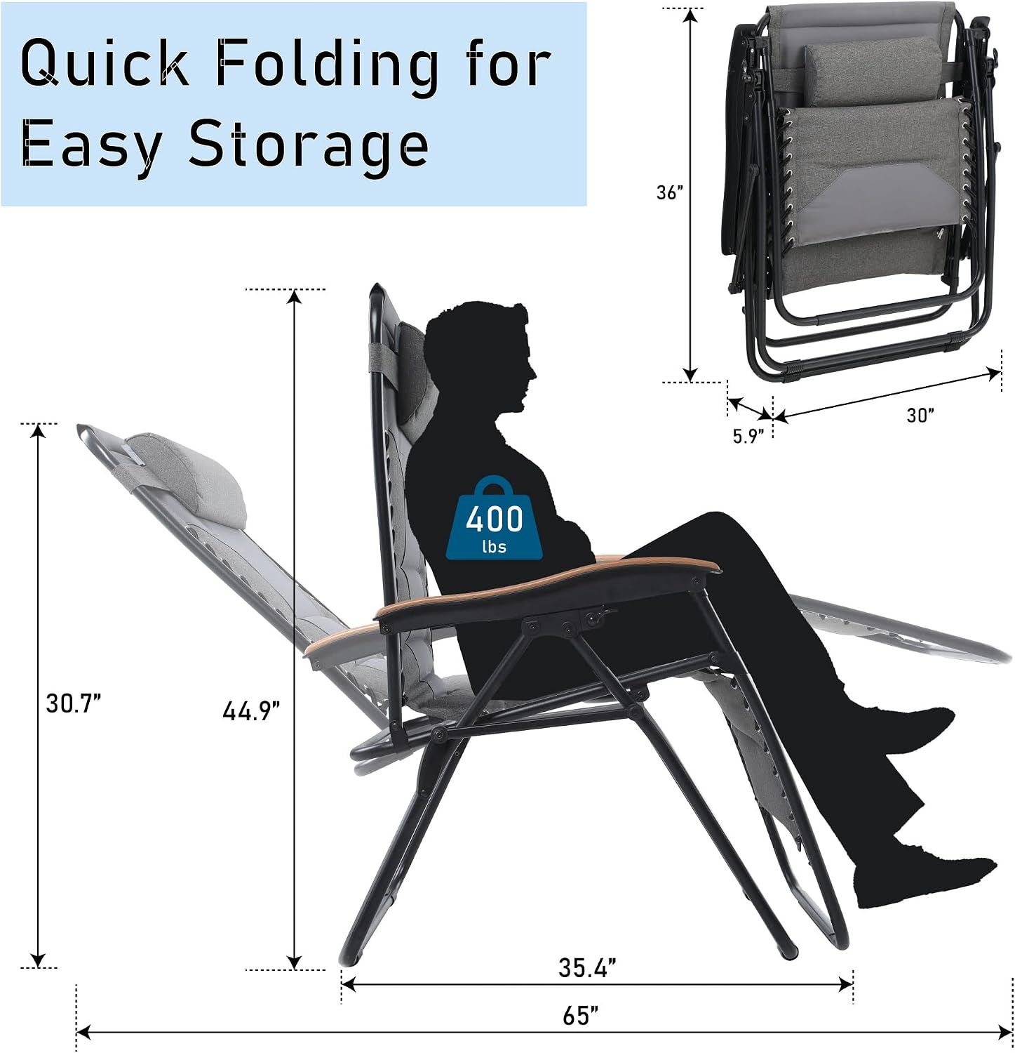 2 Pack XXL Padded Zero Gravity Chairs