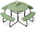 8-Seat Round Picnic Table With Umbrella Hole
