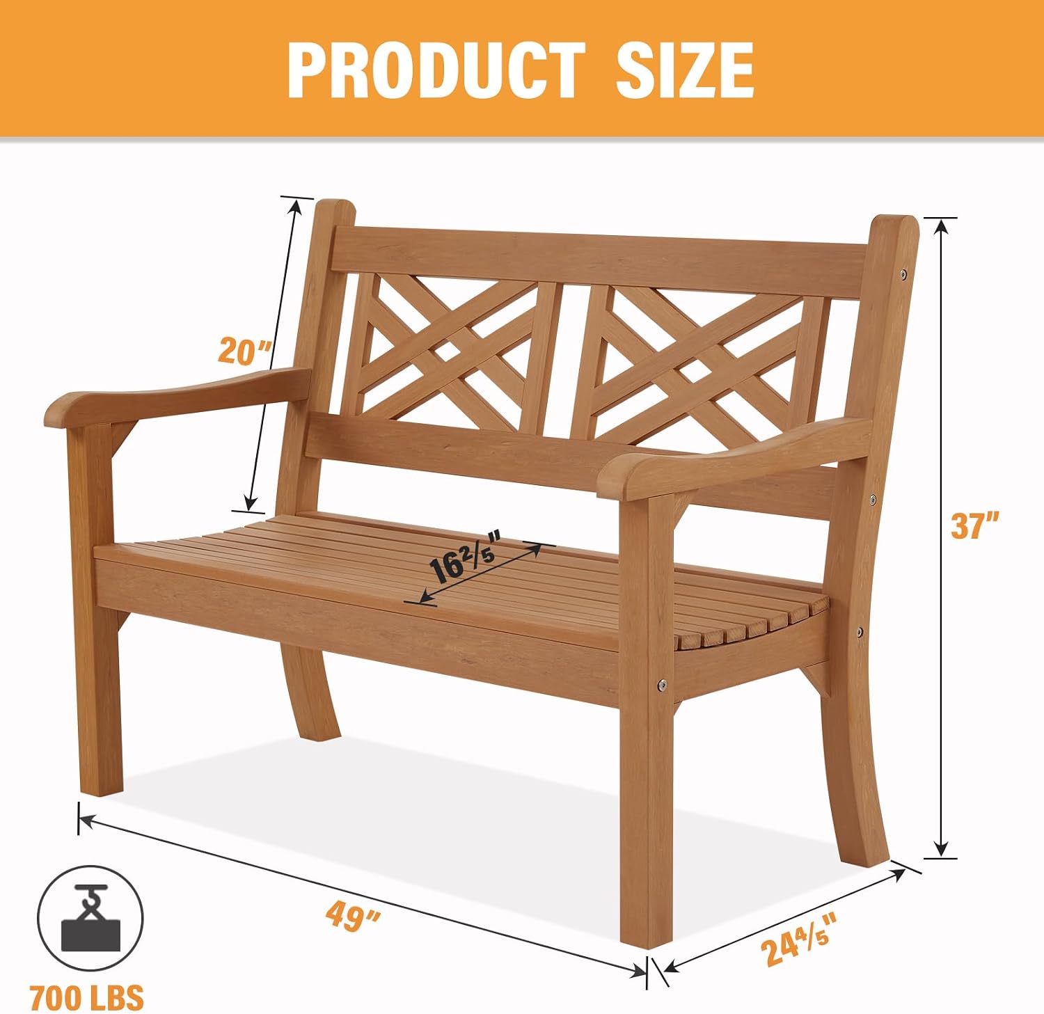 49" 2-Seater Poly Lumber Garden Bench