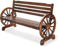 Rustic Wheel Wooden Outdoor Bench