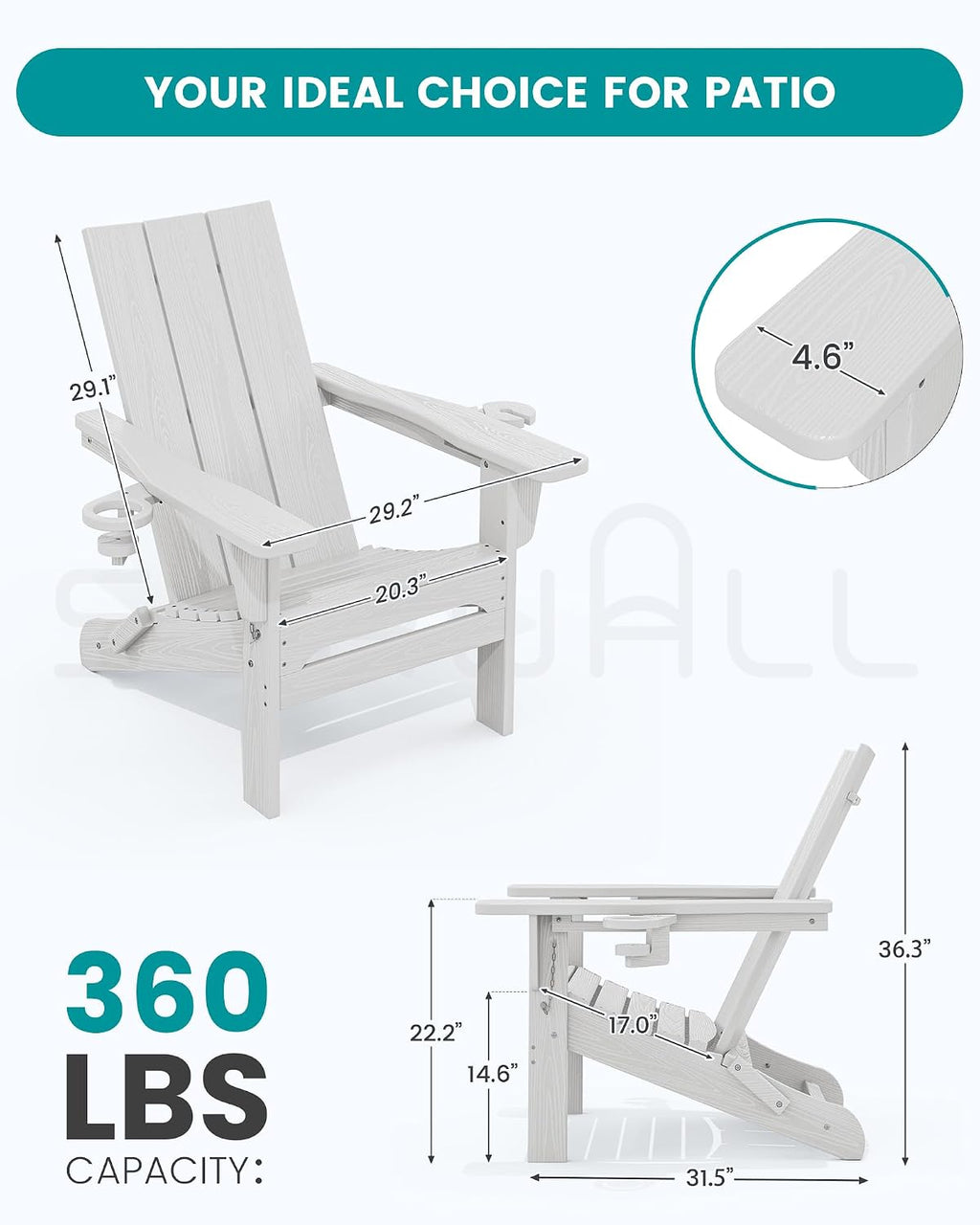2 Pack HDPE Folding Adirondack Chairs