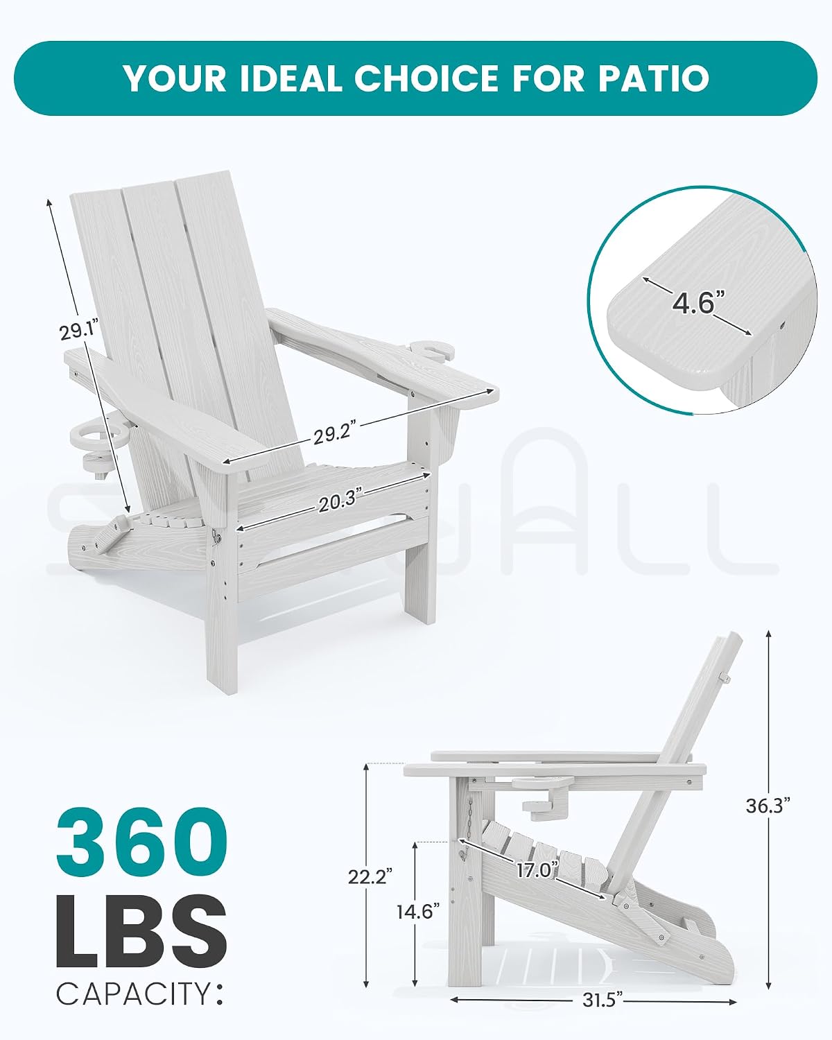 2 Pack HDPE Folding Adirondack Chairs