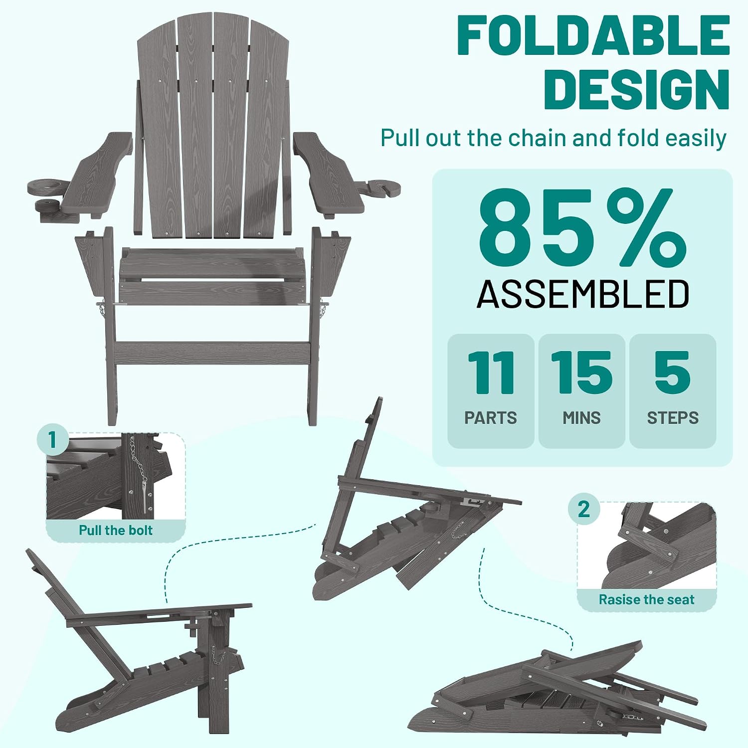 2 Pack Adjustable HDPE Adirondack Chairs