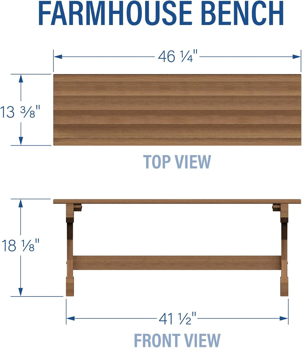 46" Meranti Wood Farmhouse Bench