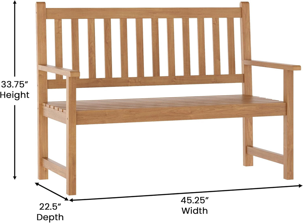 Flash Furniture Acacia Wood 2-Seater Patio Bench