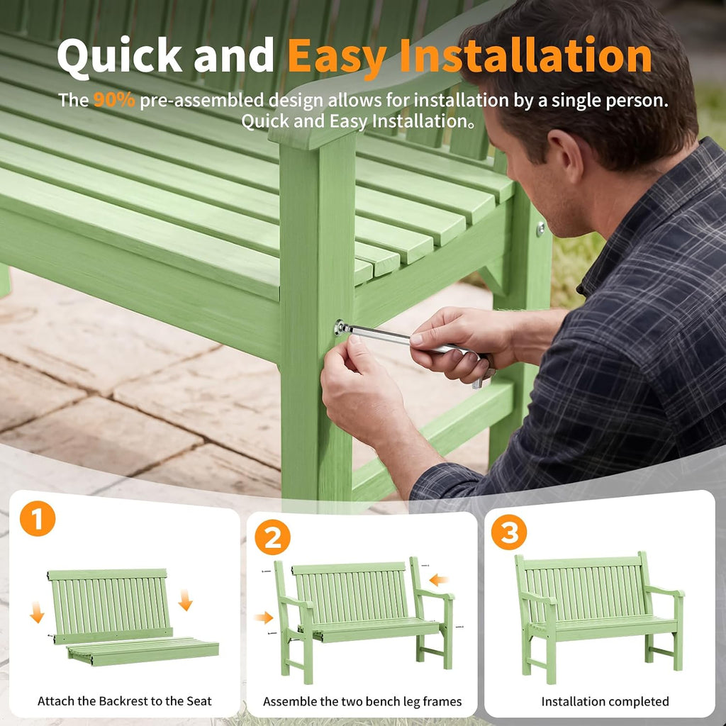 2-Seater Poly Lumber Garden Bench