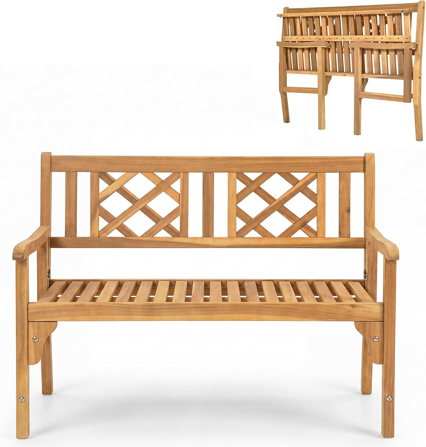 4Ft Foldable Acacia Wood Garden Bench