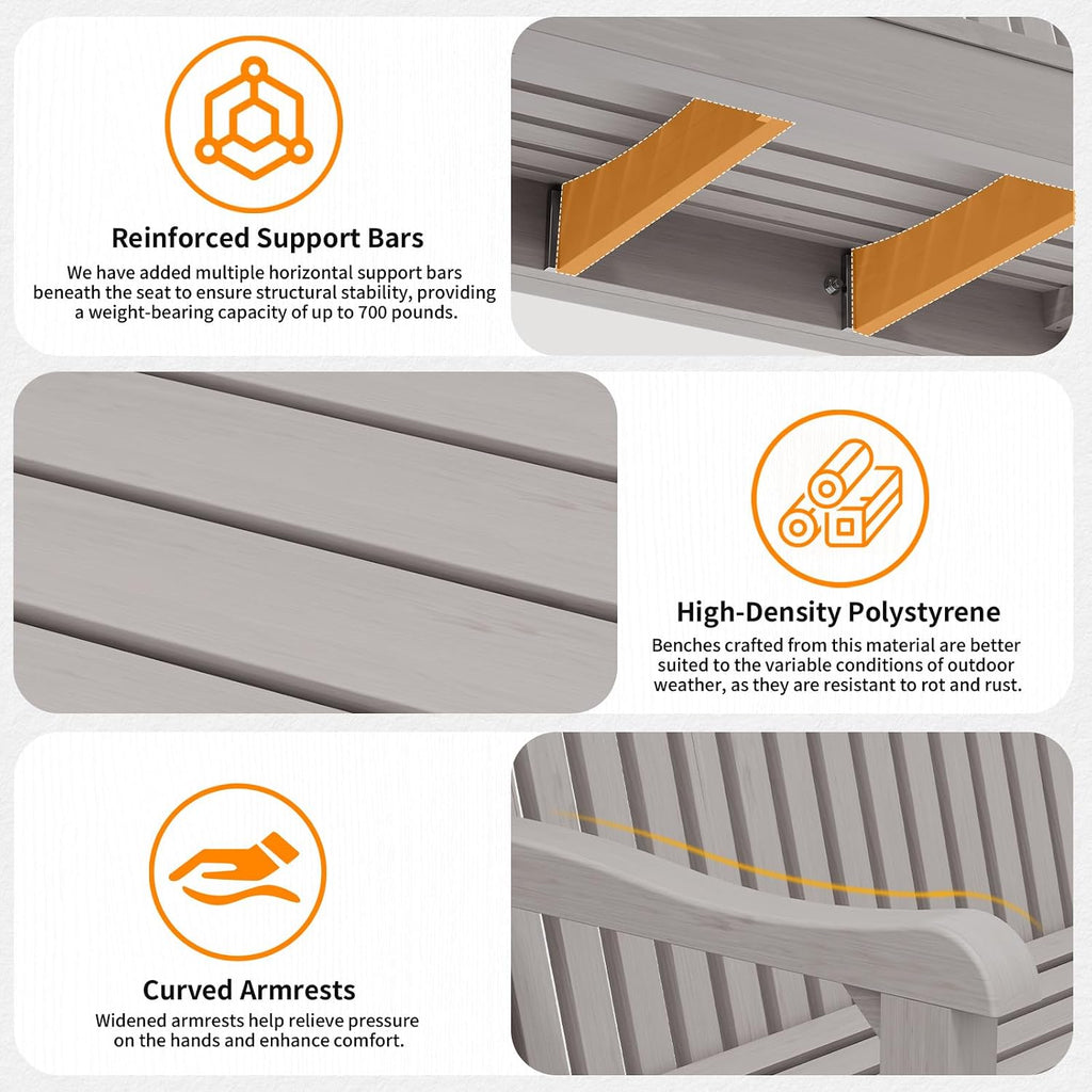 2-Seater Poly Lumber Weatherproof Bench