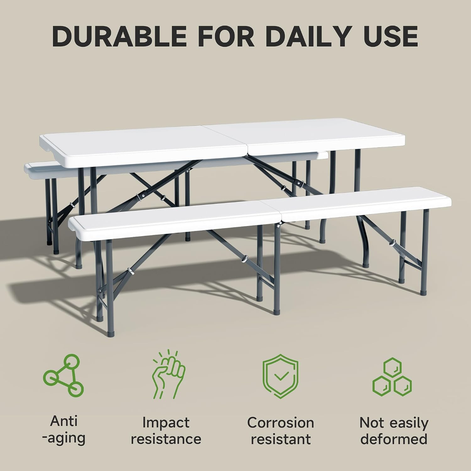 6FT HDPE Folding Picnic Table Set