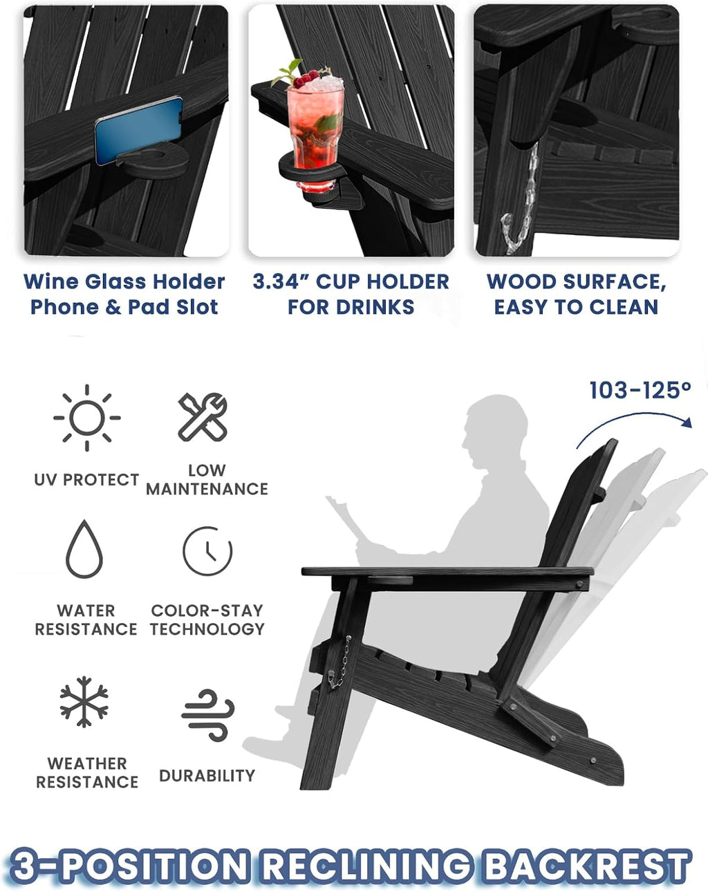 Folding Adirondack Chair With Cup Holder