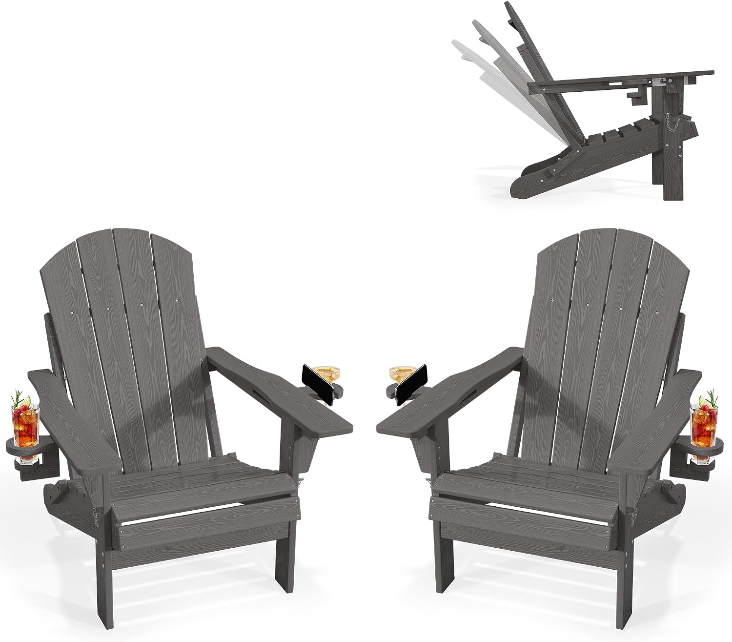 2 Pack Adjustable HDPE Adirondack Chairs