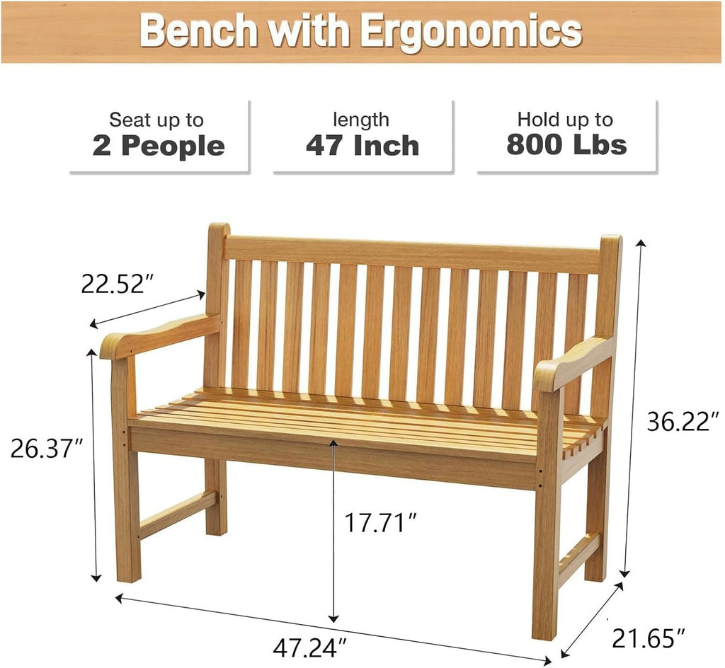 2-Seater Teak Outdoor Garden Bench
