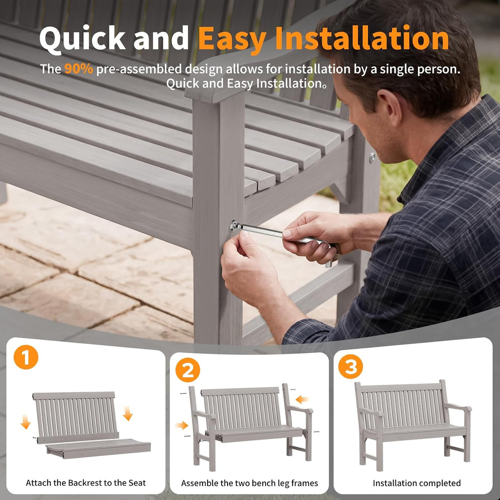 2-Seater Poly Lumber Weatherproof Bench