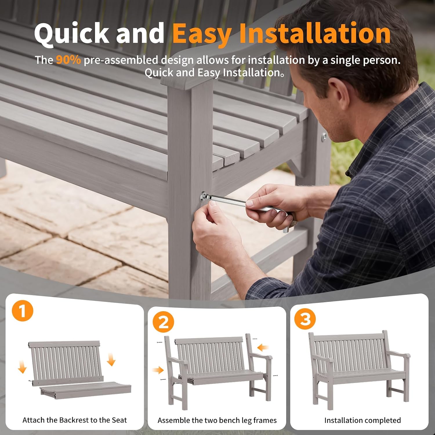 2-Seater Poly Lumber Weatherproof Bench