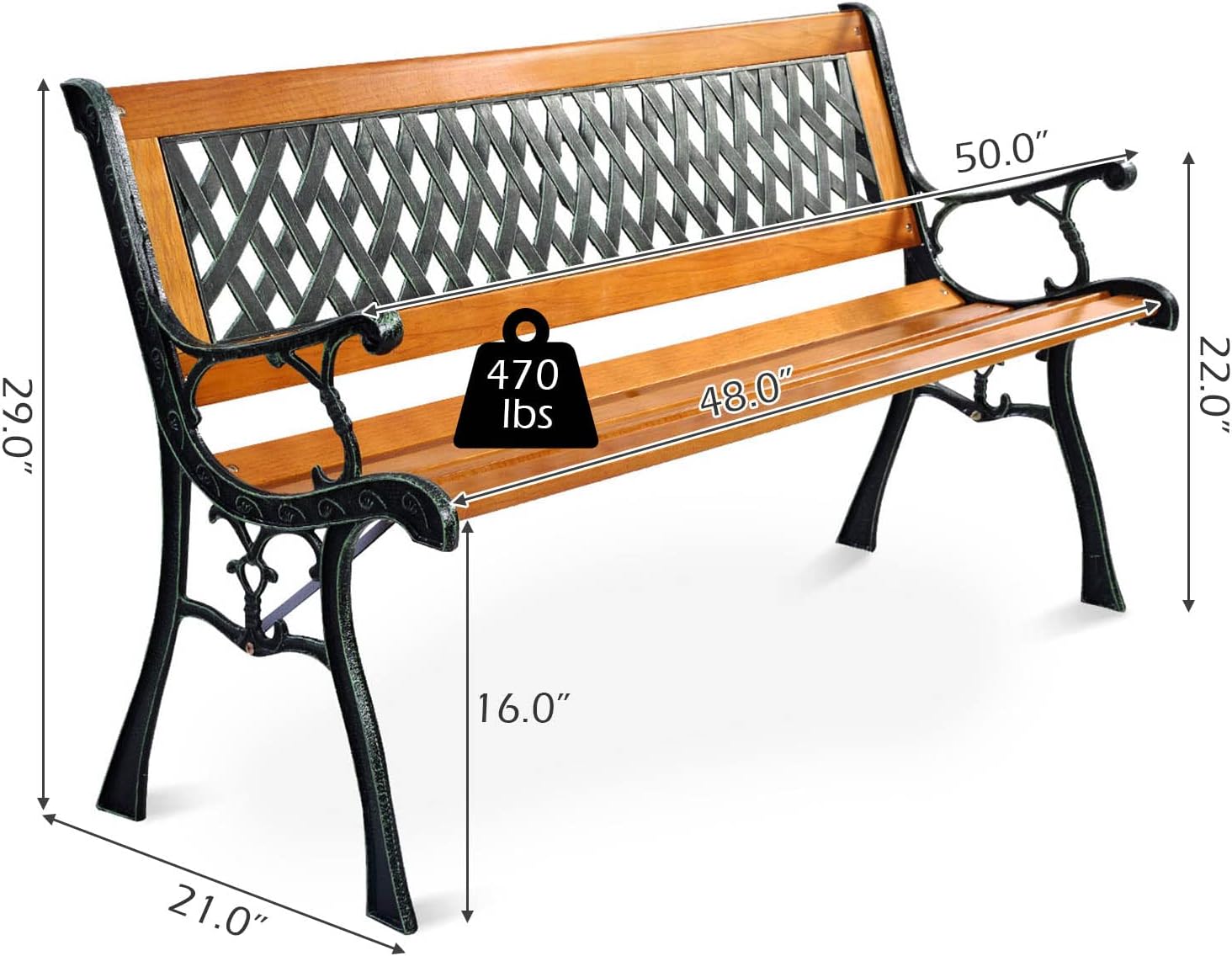 Pine Wood Woven Back Garden Bench