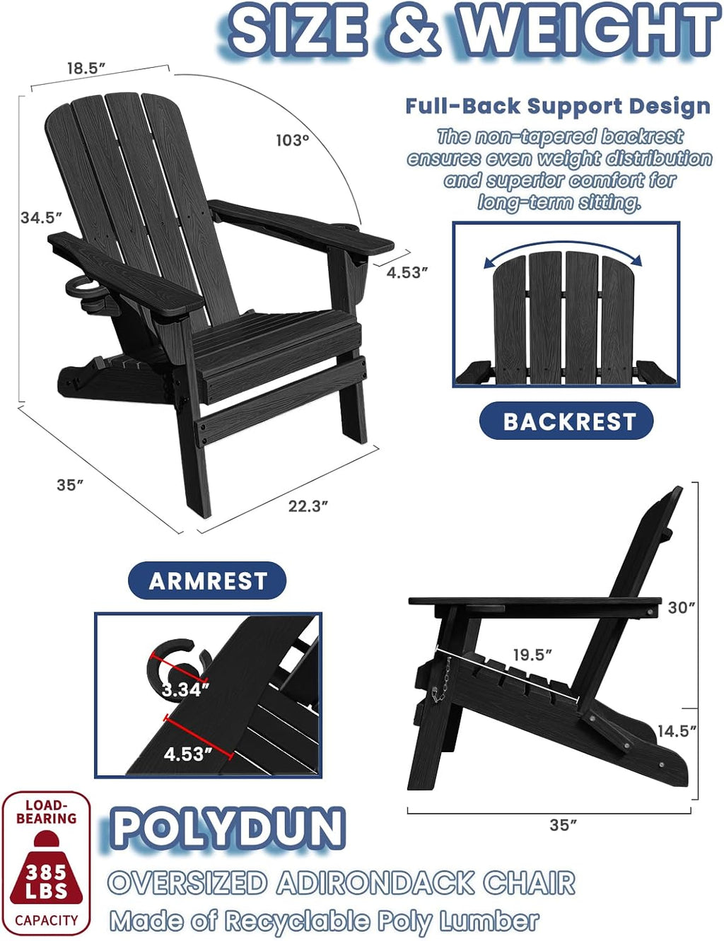 Folding Adirondack Chair With Cup Holder