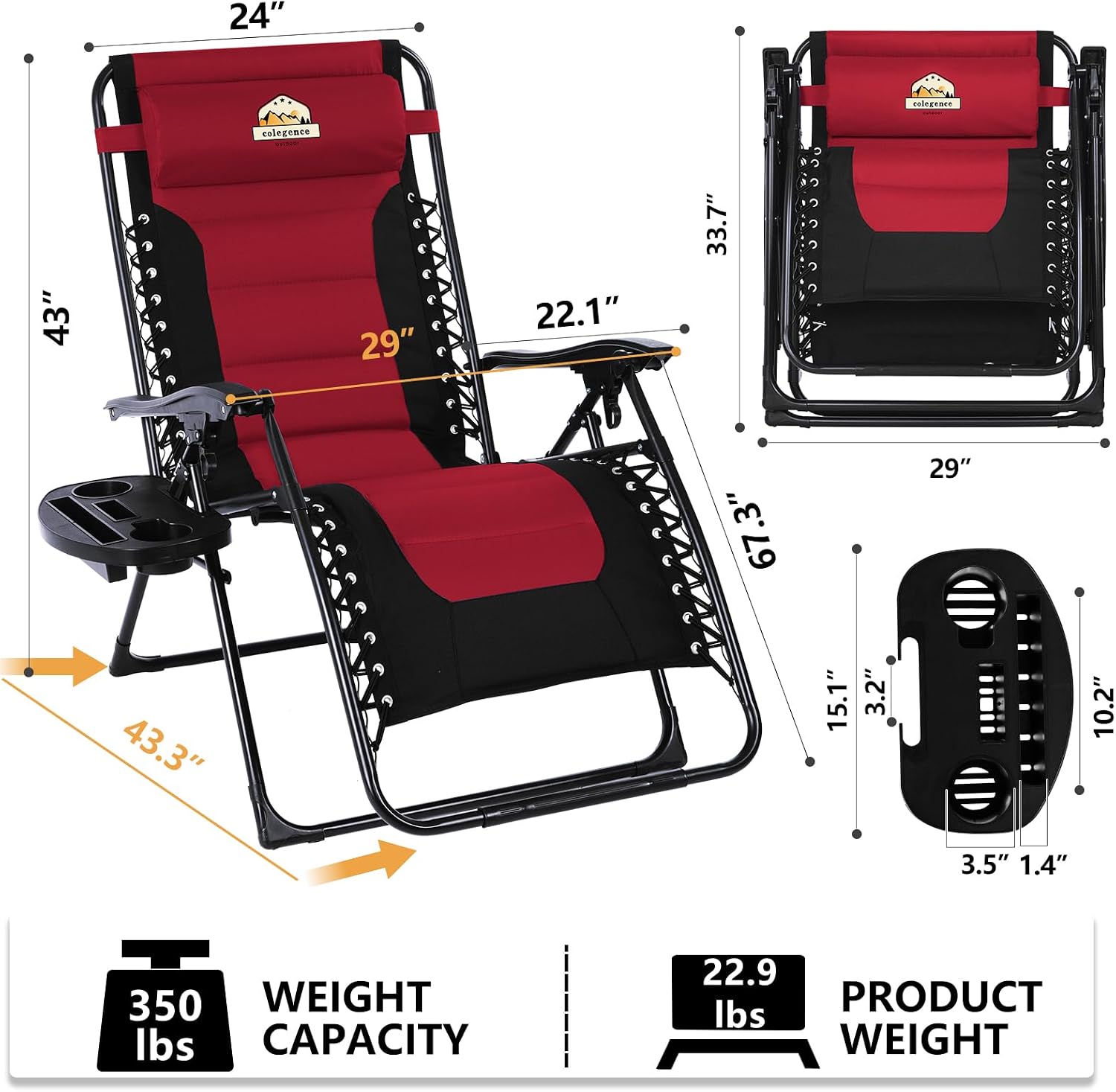 2 Padded Zero Gravity Lounge Chairs