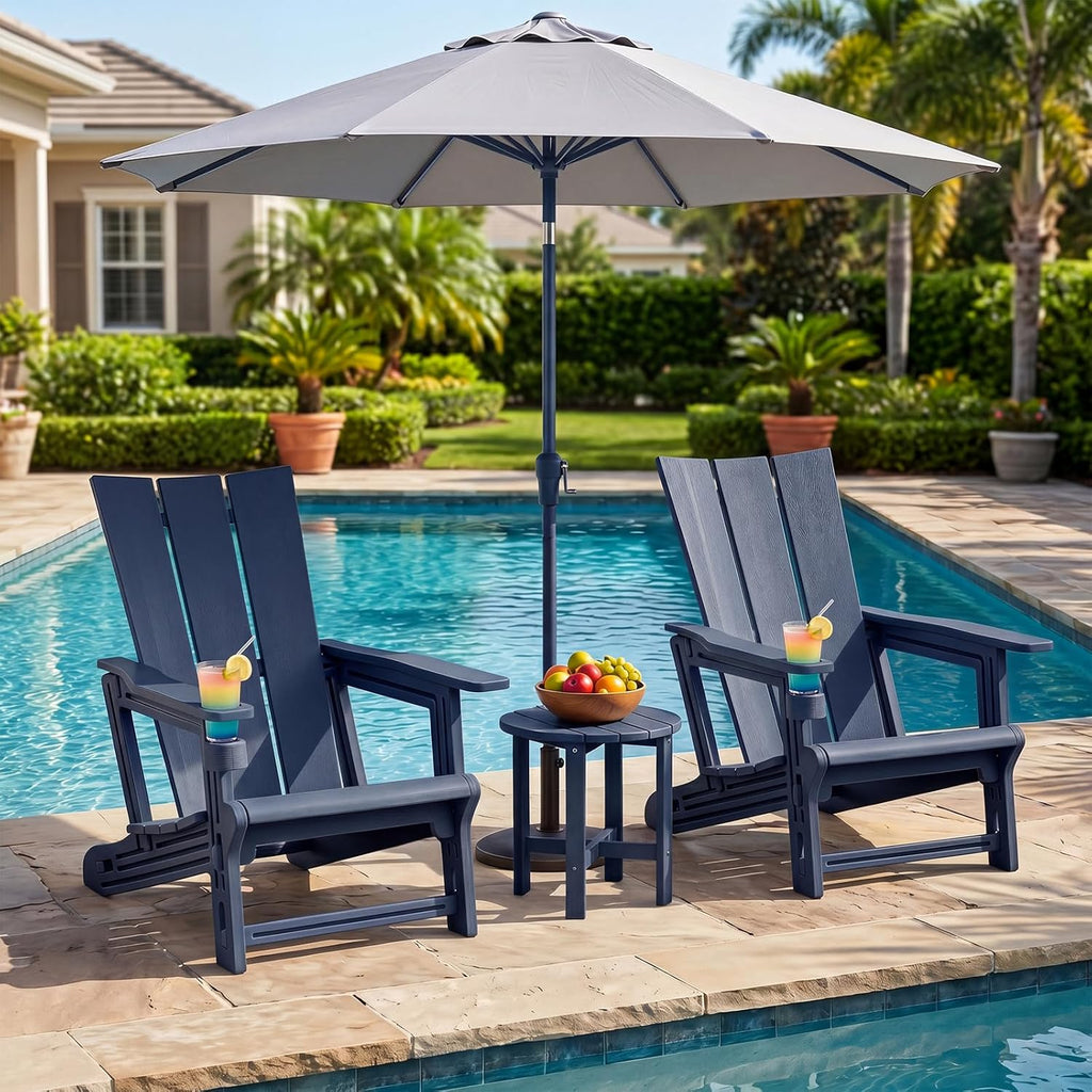 2 Pack HDPE Adirondack Chairs With Cup Holders