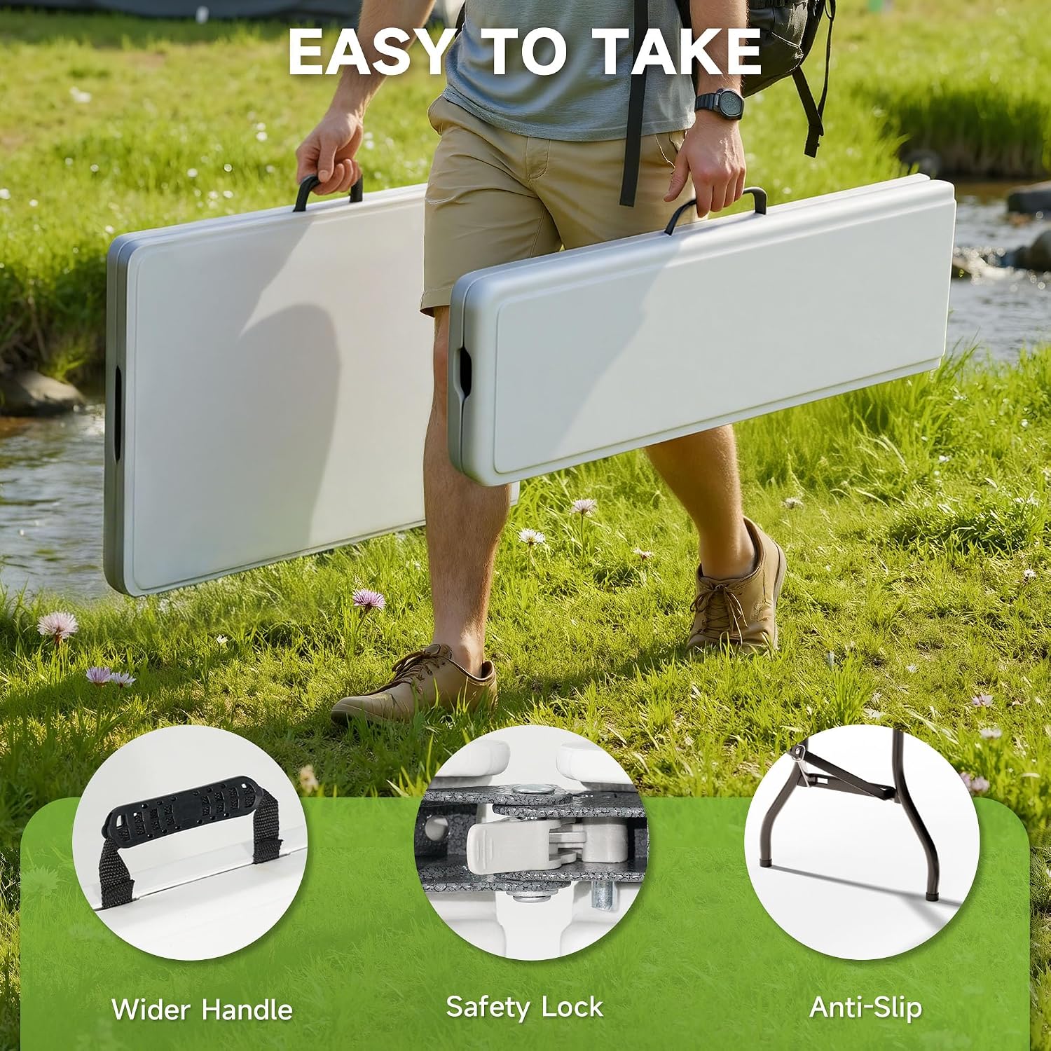 6FT HDPE Folding Picnic Table Set