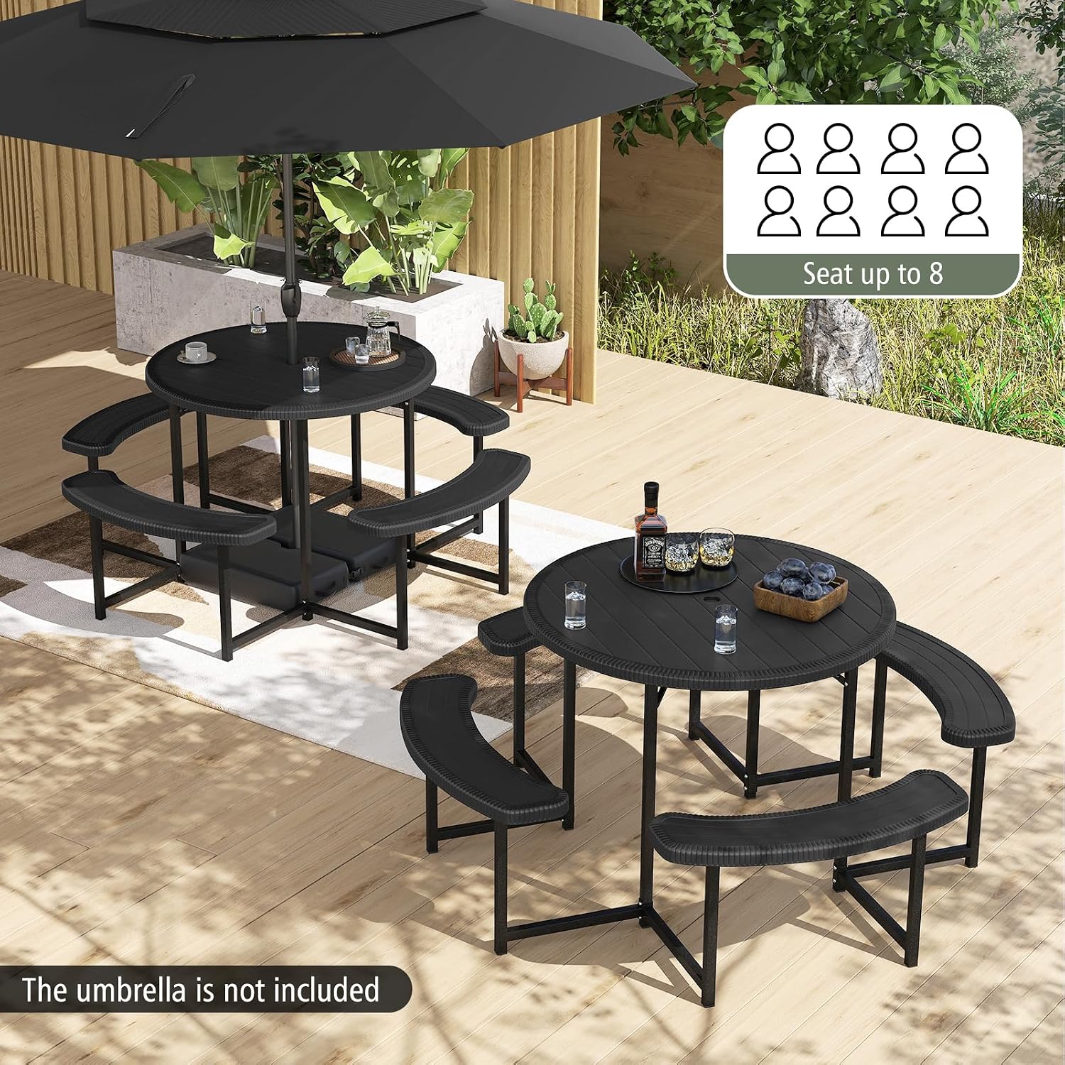 Round HDPE Picnic Table Set