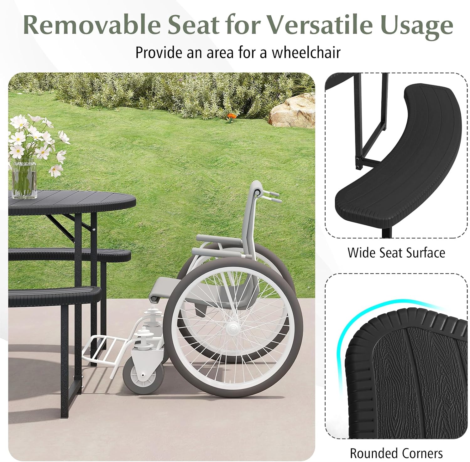 Round HDPE Picnic Table Set