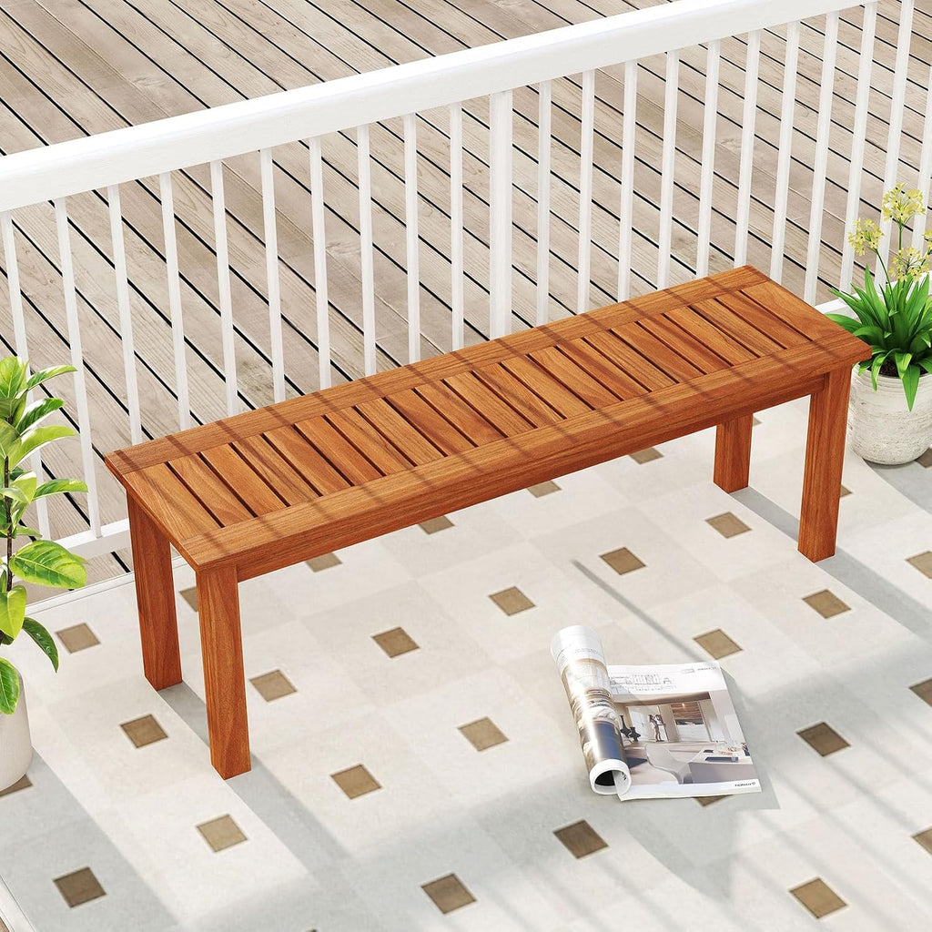 Backless 2-Seater Wooden Garden Bench