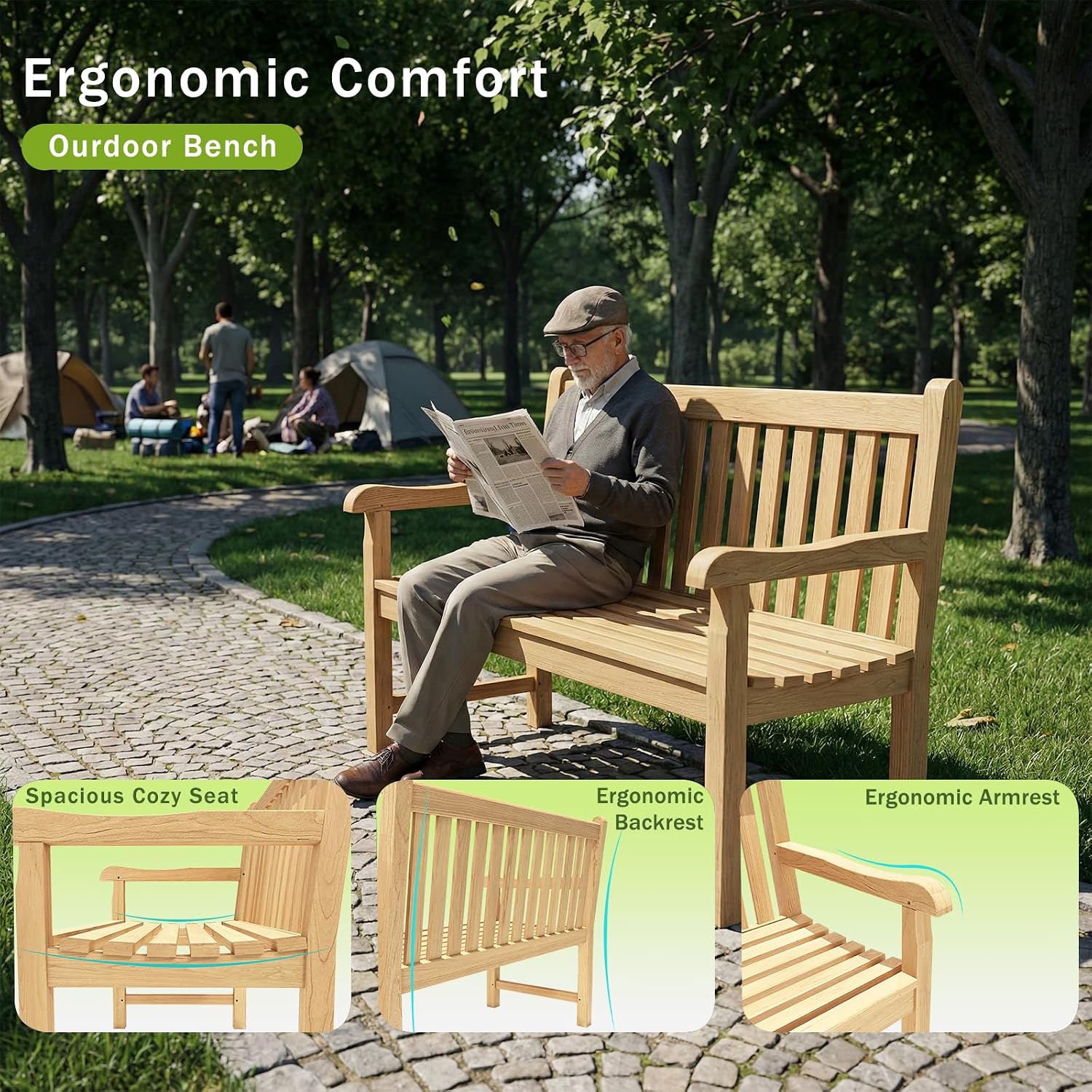 2-Seater Teak Outdoor Garden Bench