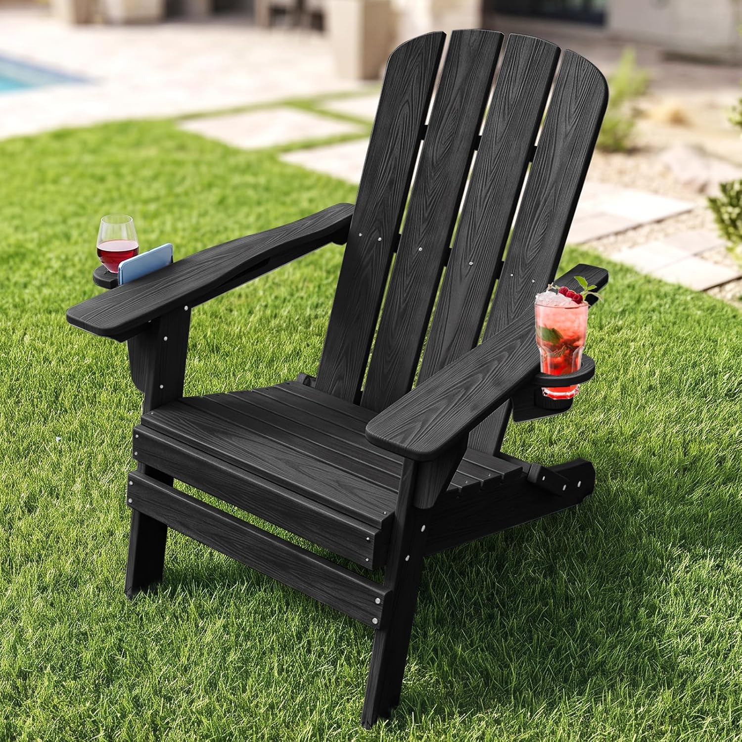 Folding Adirondack Chair With Cup Holder