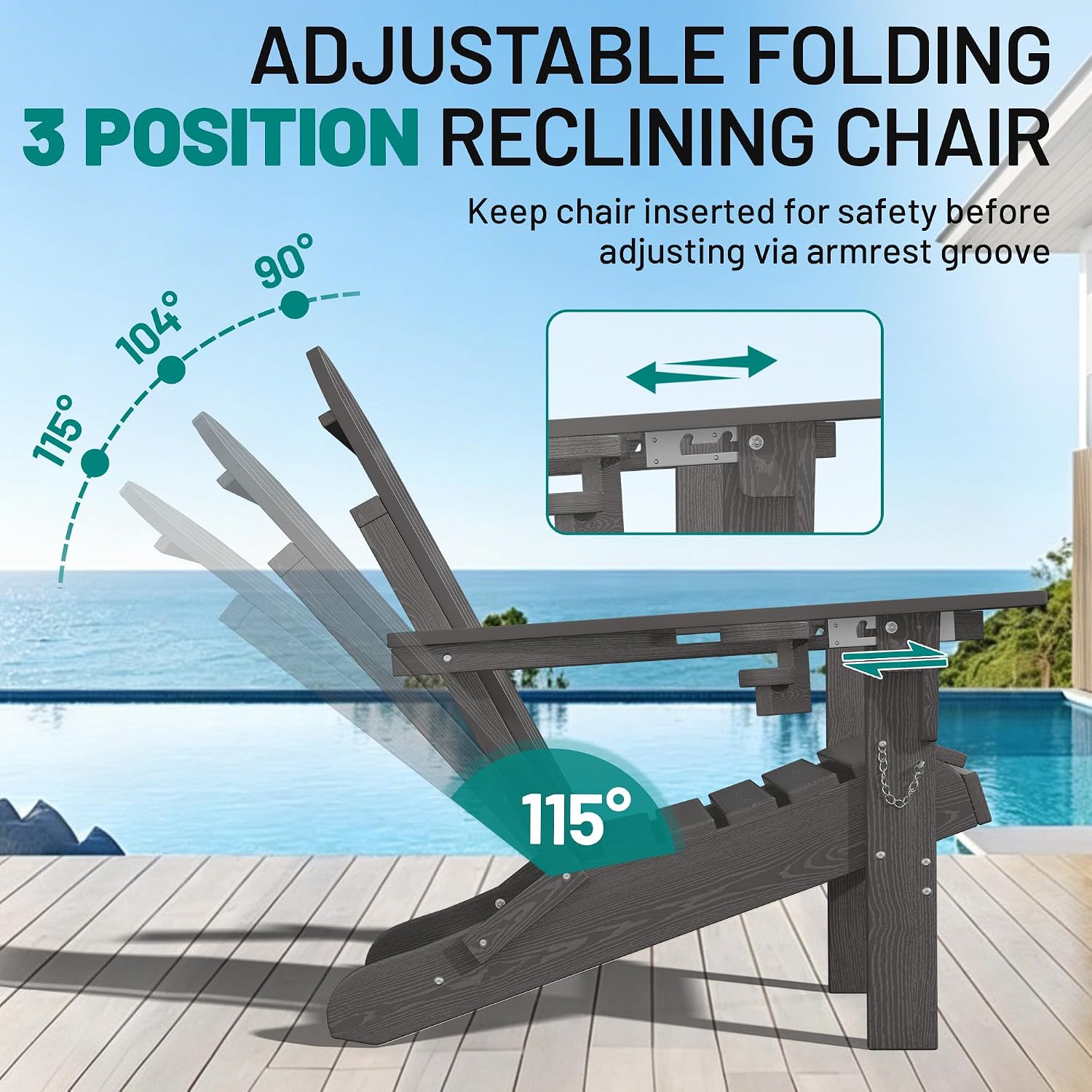 2 Pack Adjustable HDPE Adirondack Chairs