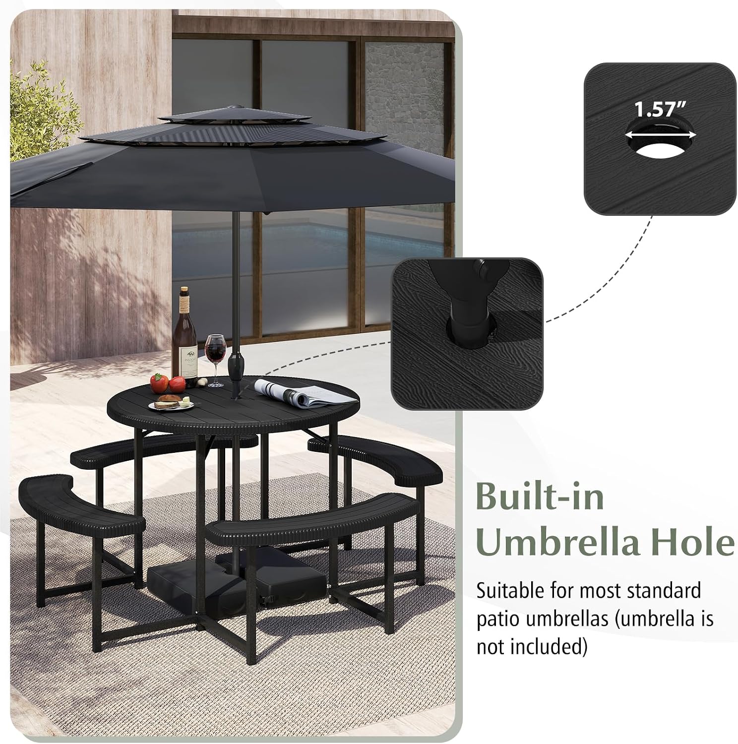 Round HDPE Picnic Table Set