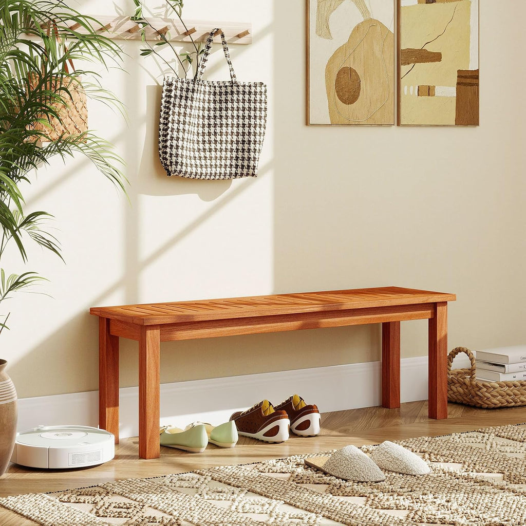 Backless 2-Seater Wooden Garden Bench